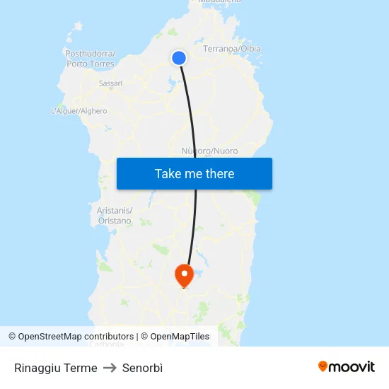 Rinaggiu Terme to Senorbì map