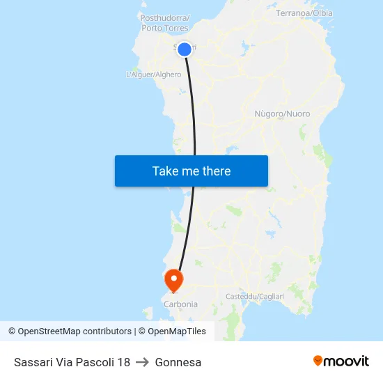 18 Pascoli Street - Sassari to Gonnesa map
