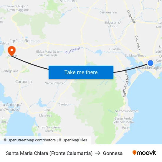 Santa Maria Chiara (Opposite Calamattia) to Gonnesa map