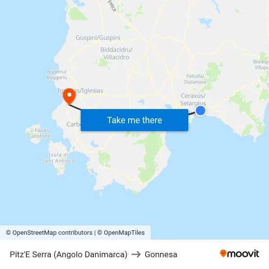 Pitz'E Serra (Corner of Denmark) to Gonnesa map