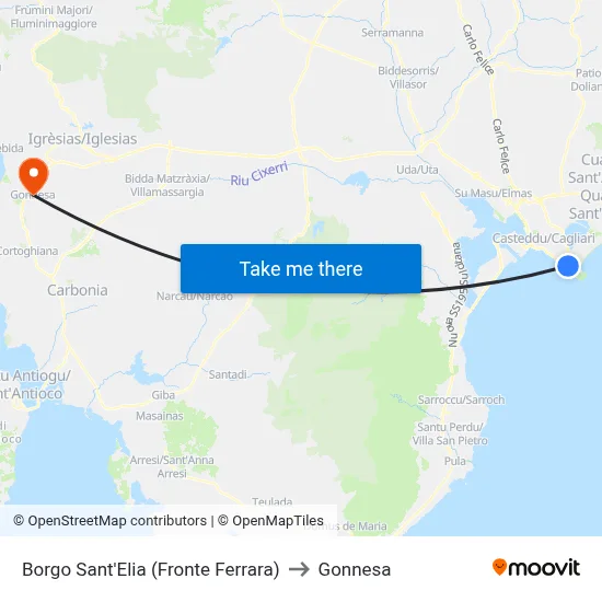 Borgo Sant'Elia (Opposite Ferrara) to Gonnesa map