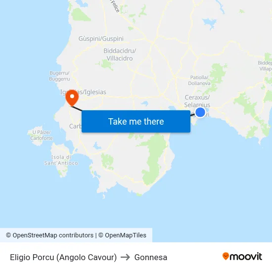 Eligio Porcu (Corner of Cavour) to Gonnesa map