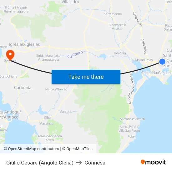 Julius Caesar (Corner of Clelia) to Gonnesa map