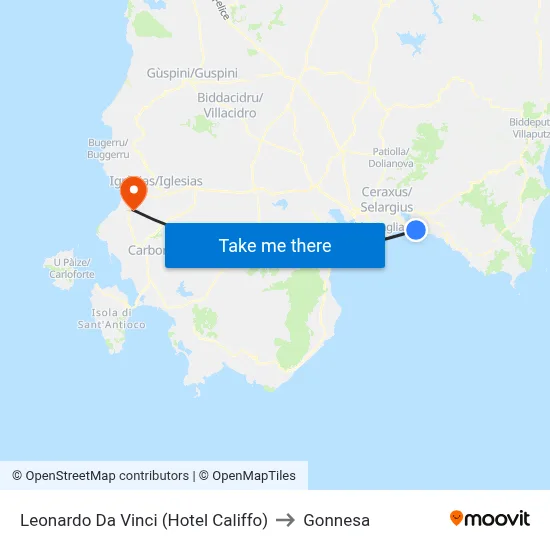 Leonardo Da Vinci (Hotel Califfo) to Gonnesa map