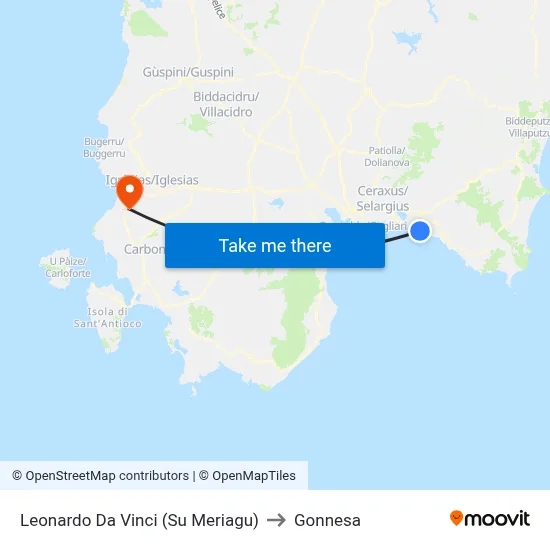 Leonardo Da Vinci (Su Meriagu) to Gonnesa map