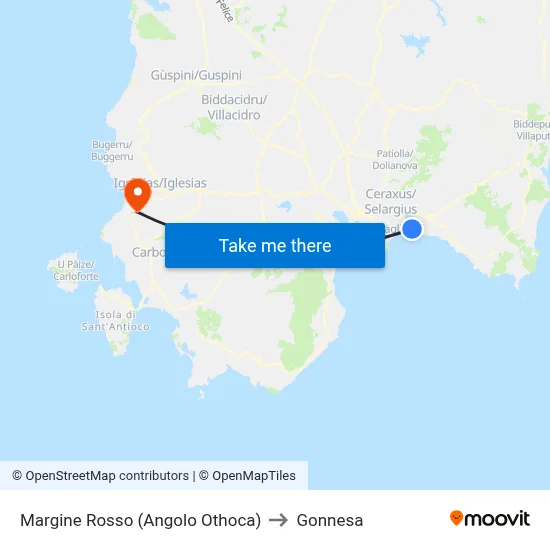 Margine Rosso (Corner of Othoca) to Gonnesa map