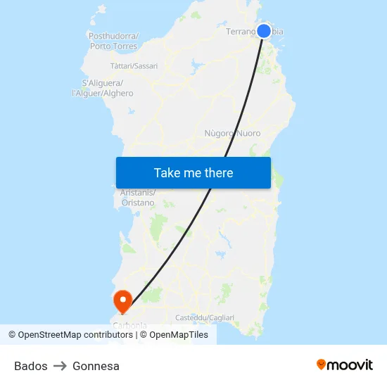 Bados to Gonnesa map