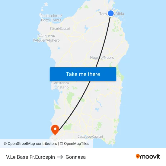 Basa Avenue Eurospin to Gonnesa map