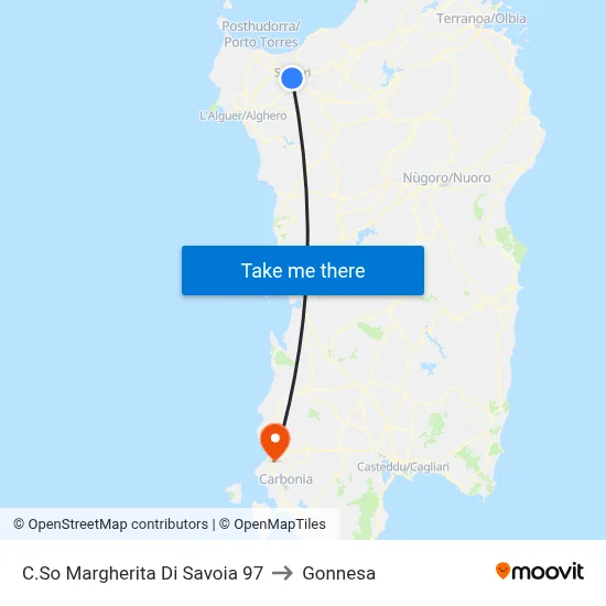 Margherita Di Savoia Avenue 97 to Gonnesa map