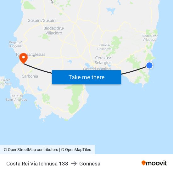 Costa Rei Via Ichnusa 138 to Gonnesa map