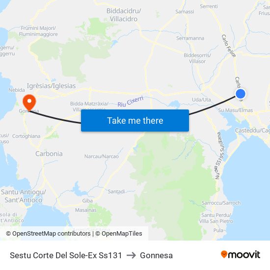 Sestu Corte Del Sole-Ex Ss131 to Gonnesa map