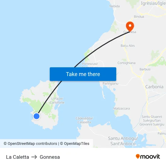 The Cove to Gonnesa map