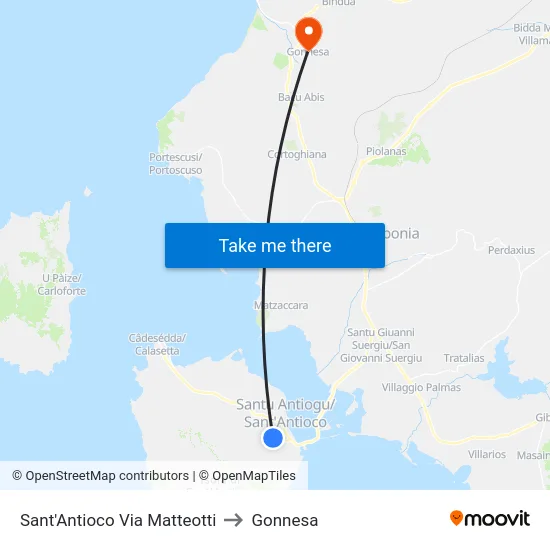 Sant'Antioco Via Matteotti to Gonnesa map
