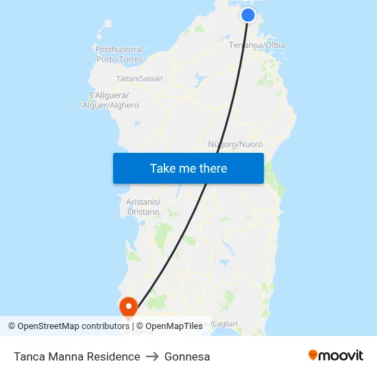 Tanca Manna Residence to Gonnesa map