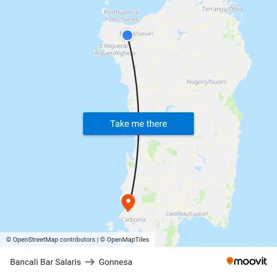 Bancali Salaris Bar to Gonnesa map