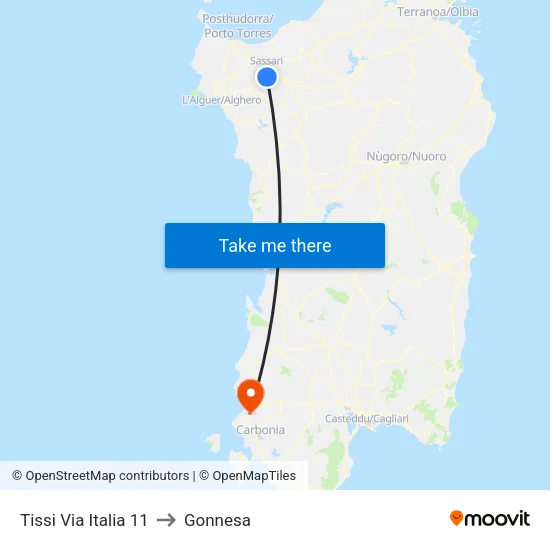 11 Italia Street Tissi to Gonnesa map