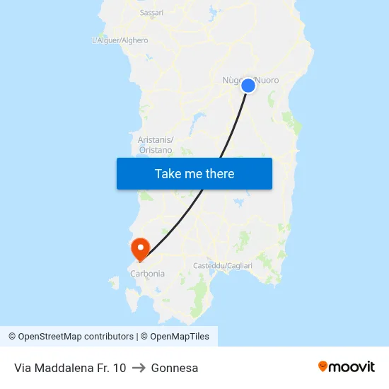 Via Maddalena Front 10 to Gonnesa map