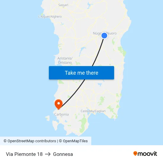 Via Piemonte 18 to Gonnesa map