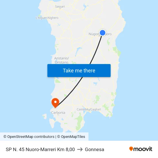 Provincial Road 45 Nuoro-Marreri Km 8.00 to Gonnesa map