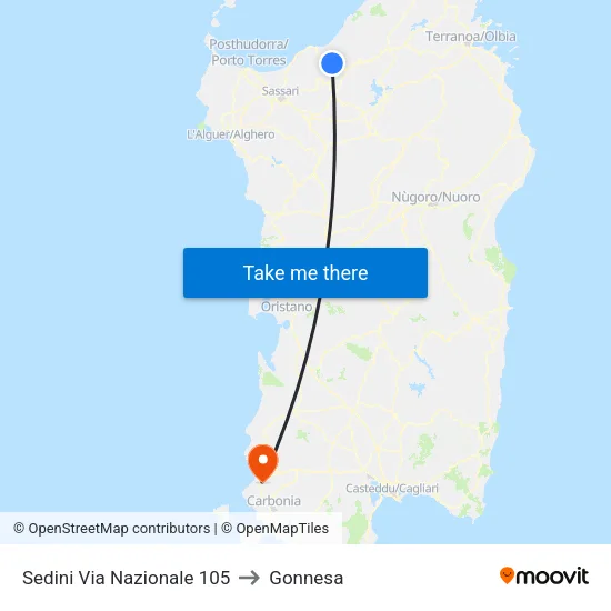 Sedini Via Nazionale 105 to Gonnesa map