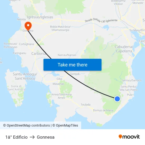 1st Building to Gonnesa map