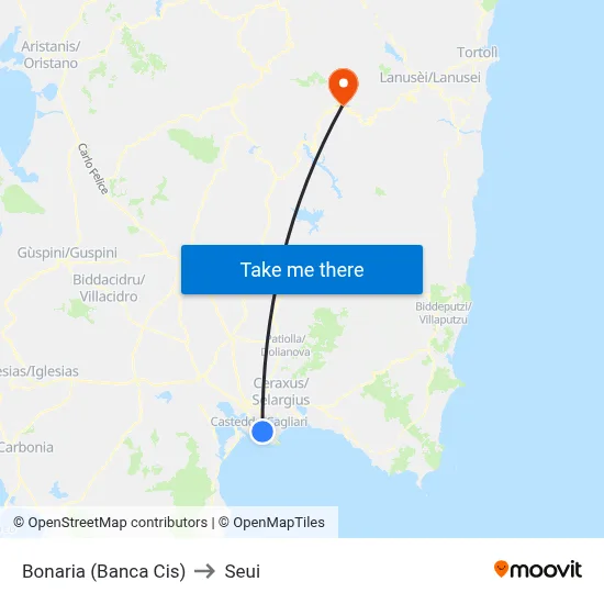 Bonaria (Cis Bank) to Seui map
