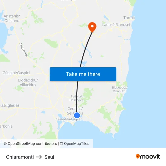 Chiaramonti to Seui map
