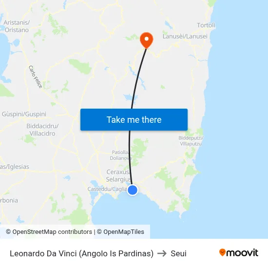 Leonardo Da Vinci (Corner of Is Pardinas) to Seui map