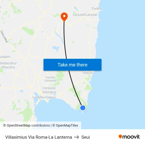 Villasimius Via Roma-La Lanterna to Seui map