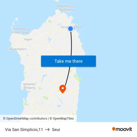 Via San Simplicio 11 to Seui map