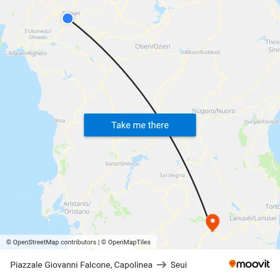 Giovanni Falcone Square Terminal to Seui map