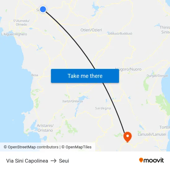 Via Sini Terminal to Seui map