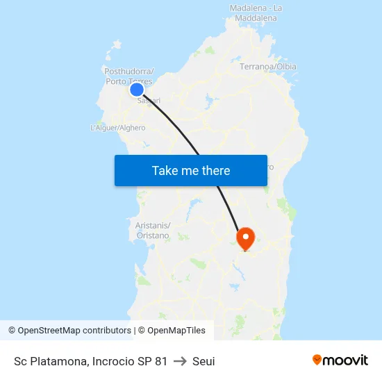 Platamona Road, Junction Provincial Road 81 to Seui map
