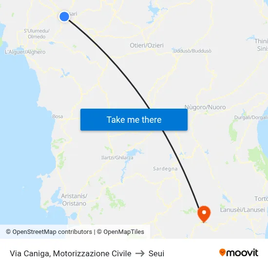 Via Caniga, Civil Motor Vehicle Office to Seui map