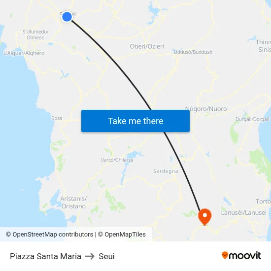 Piazza Santa Maria Square to Seui map