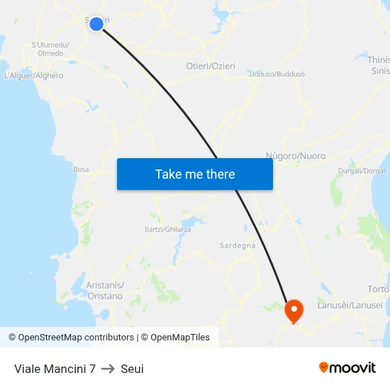 Viale Mancini 7 to Seui map