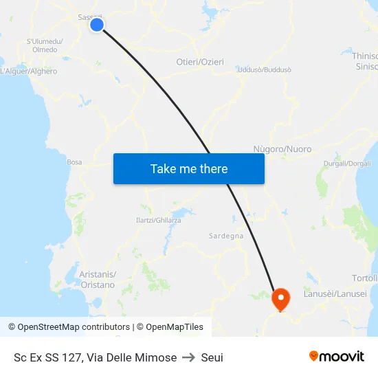 Ex SS 127, Mimosa Street to Seui map