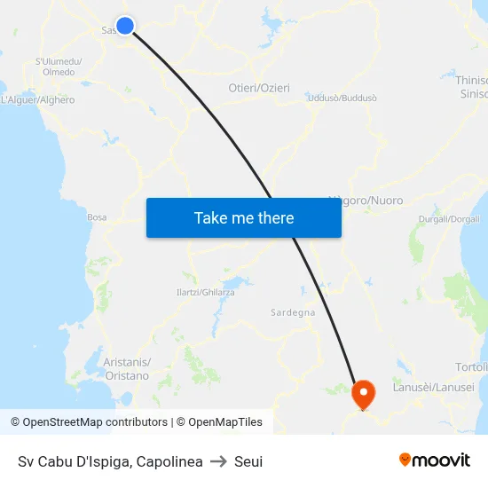 Cabu D'Ispiga Terminal to Seui map