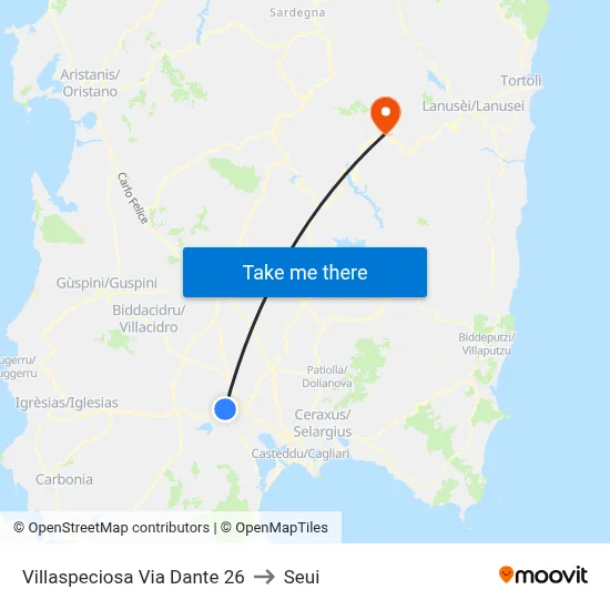 26 Via Dante, Villaspeciosa to Seui map