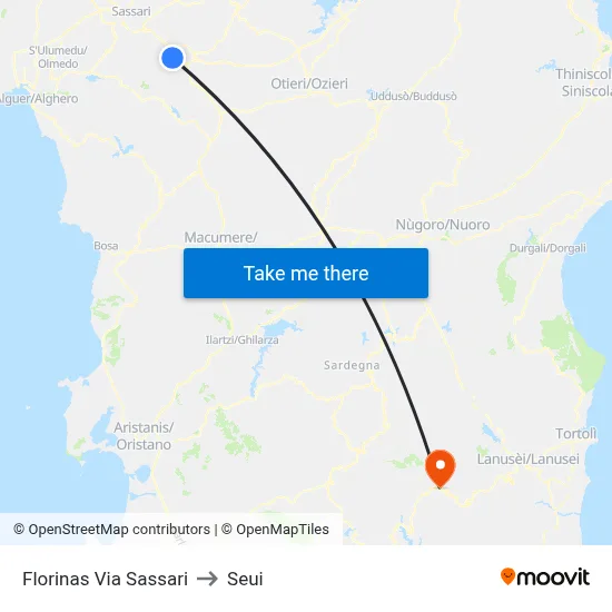 Florinas Sassari Street to Seui map