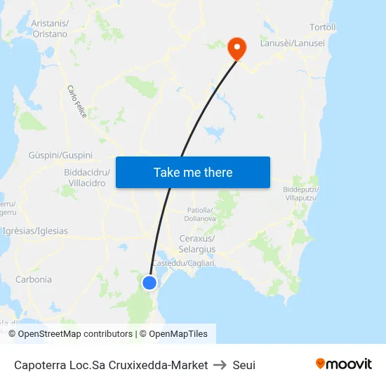 Capoterra Loc.Sa Cruxixedda-Market to Seui map
