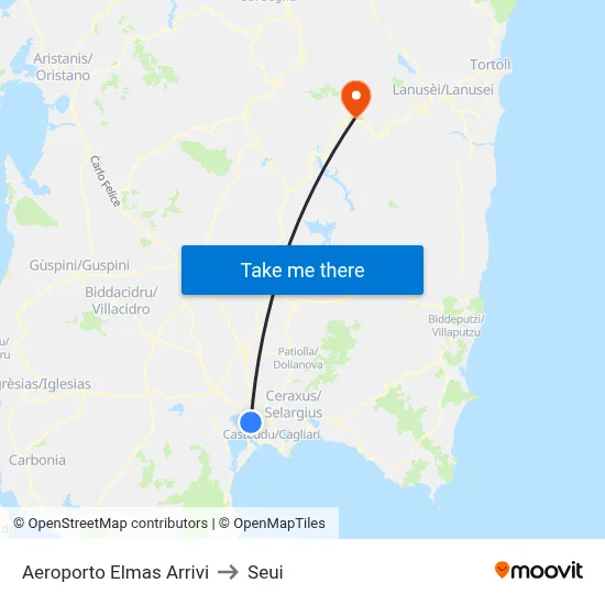 Elmas Airport Arrivals to Seui map