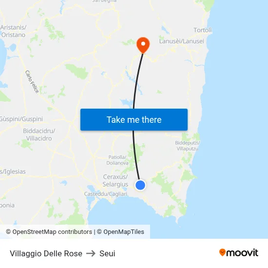 Rose Village to Seui map