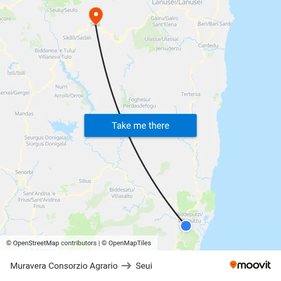 Muravera Agricultural Consortium to Seui map