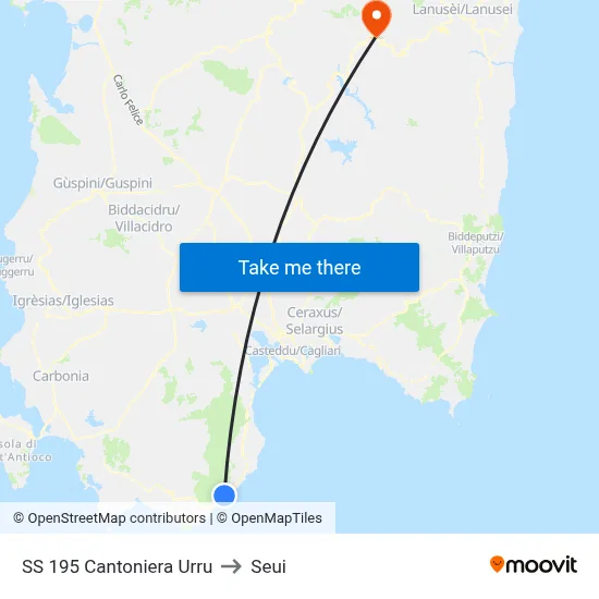 SS 195 Urru Checkpoint to Seui map