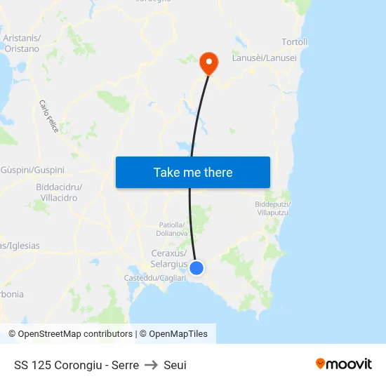 SS 125 Corongiu - Greenhouses to Seui map