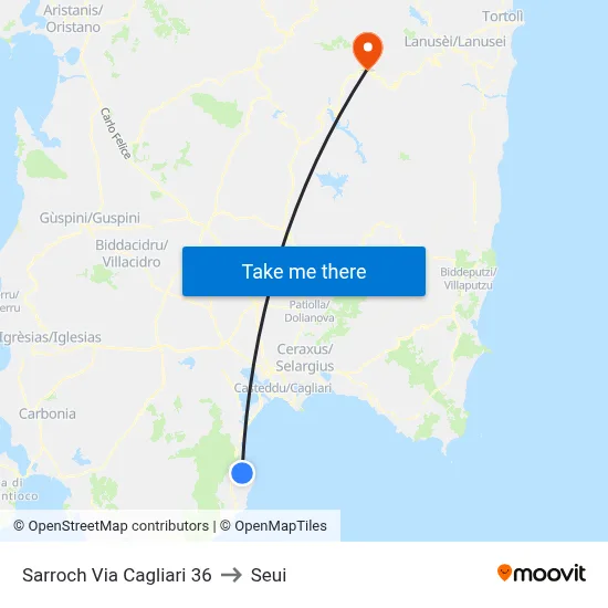 Sarroch Cagliari Street 36 to Seui map