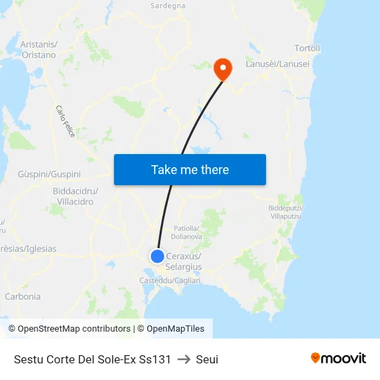 Sestu Corte Del Sole-Former Ss131 to Seui map