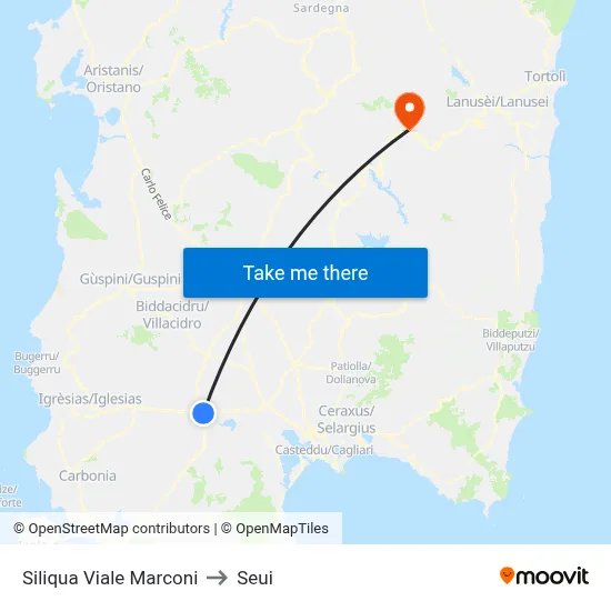 Siliqua Marconi Avenue to Seui map