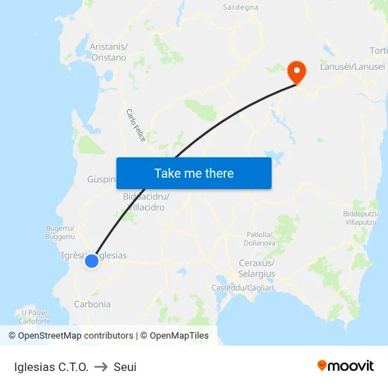 Iglesias CTO to Seui map
